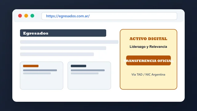 Ecosistema digital, branding y proceso de cesión registral formal de egresados.com.ar