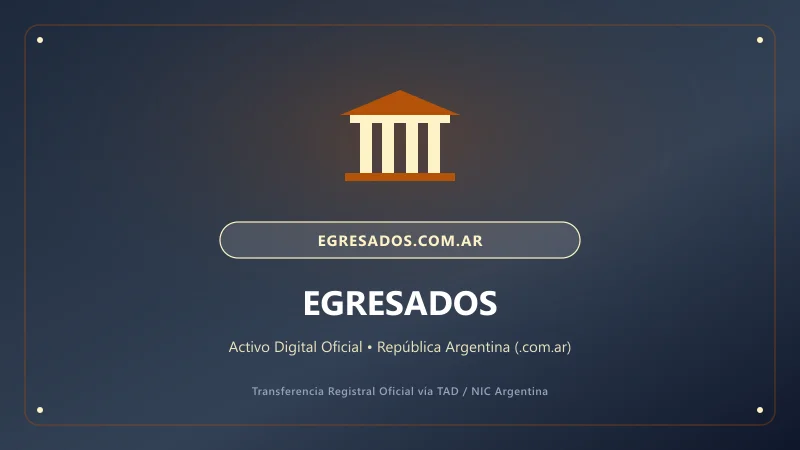 Identidad visual y presentación comercial del nombre de dominio egresados.com.ar en venta